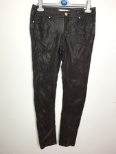 KHUJO Damen Skinny Hose Modell: Main Strip Braun W29 L32