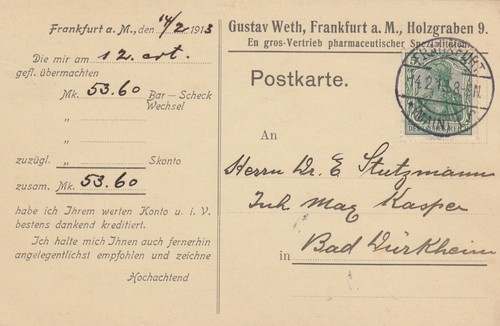 Frankfurt postkarte 1913 - postkarte,