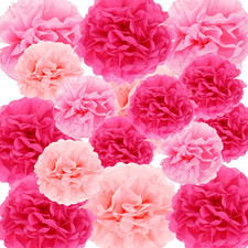 16 Rosa Pompoms Papierblumen