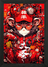 Rote Anime Figur mit Gadgets