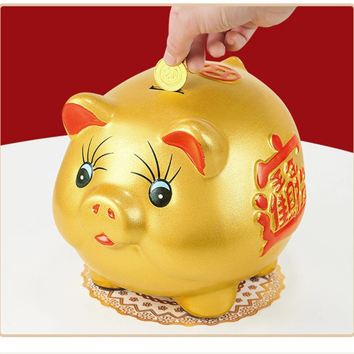 Golden farbiges sparschwein - golden,