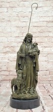 Heiliges Jesus und Lamm Bronze Statue – Handgefertigt Christian Religiös Figur