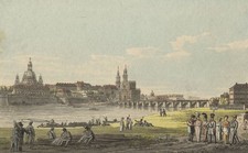 DRESDEN gegen Mitternacht - J.C.A. Richter - Frauenkirche - Umrissradierung 1820