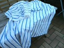 antik Gardine Stoff 3 Schals & Schabracke weiß/blau BW