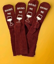 SNOCKS 2 Paar Antirutsch-Socken Haus-Socken "Bring me Wine" UNISEX Gr. 42 Rot