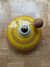 Seltene Deckenlampe Glas Schirmdurchmesser ca. 35,5 cm orange gelb Vintage Retro