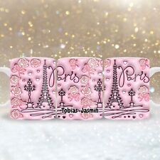 Tasse Paris mit Eifelturm und Namen personalisierbar, Kaffeebecher für verliebte