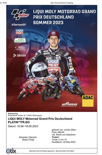 Tickets motogp sachsenring - motogp,