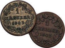 Bayern 1 Kreuzer 1843 2 Stück