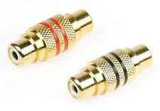 2x RCA Cinch Verbinder Adapter female weiblich vergoldet rot schwarz Chinch ADM