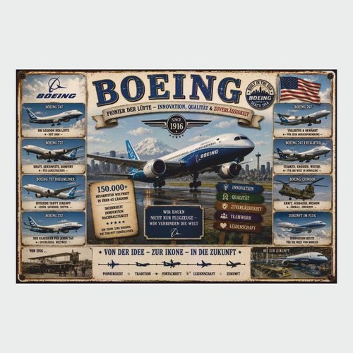 Blechschild boeing flugzeug - blechschild,