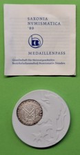 Medaille Meissner Porzellan - SAXONIA NUMISMATICA 1989 Biskuitporz. mit Einlage