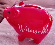 * Spardose SPARSCHWEIN "Wünsche" - aus Keramik - rot - 13 cm - wiederbefüllbar *