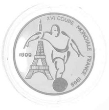 1000 Francs Tschad 1999 Silber PP - Spieler und Eiffelturm