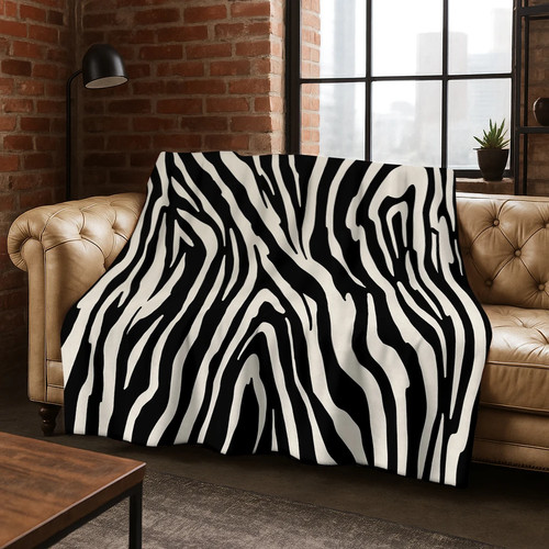 Flanelldecke bunt zebra - 3d-flanelldecke,