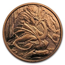 1 UNZE 999 KUPFER - KELTISCHER / NORDISCHER DRACHE - KUPFERBARREN - MEDAILLE