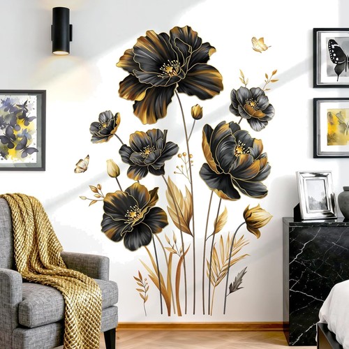 Wandsticker blumen schwarz - blumen,