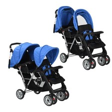 Geschwisterwagen Zwillingswagen Babywagen Kinderwagen Baby Kinderbuggy vidaXL