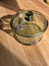 Joska Kristall mundgeblasen olivgrüne Glasdose mit Deckel  Bonboniere vintage 