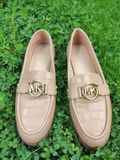 Michael Kors Loafer Schuhe Neu Beige Leder Krokomuster, 40,5 Damen 