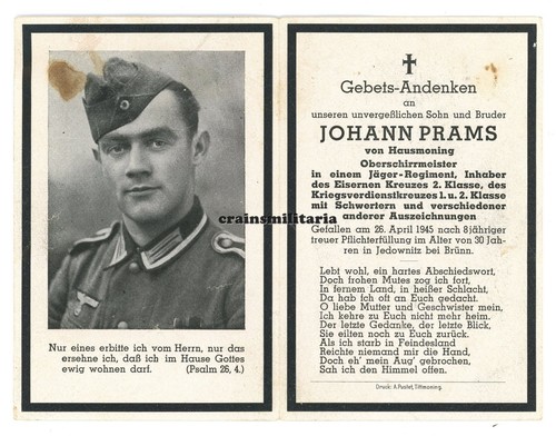 Orig sterbebild jäger mit - sterbebild,