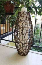 Tiki Pendelleuchte Deckenlampe Oval Bast Naturfaser Flachs Schnur Hängeleuchte
