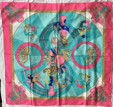 Hermès Tuch  "Circus" Hermes von Annie Faivre pink, türkis, gold, sehr selten