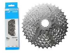 Mountainbike Fahrrad Verschleißset für Shimano Kette HG53 + Zahnkranz 9-Fach