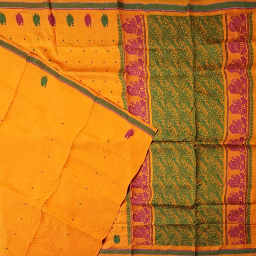 Vintage orange saree - orange, 100%