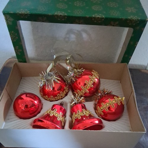 Set glas weihnachtskugeln rot - set,