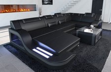 Leder Couch Sofa Palermo U LED