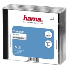 Hama 5x CD Hüllen Jewelcase Leerhüllen Box Etui Aufbewahrung Schwarz Transparent