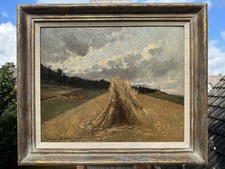 German Grobe 1857-1938 "Erntelandschaft" Ölgemälde Impressionismus Ddf Westfalen
