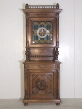 EF1631  Antikes Gründerzeit Aufsatz Buffet flämischer Stil  Eiche um 1900