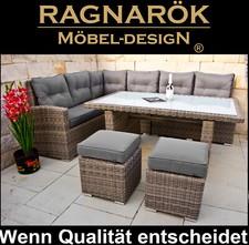 POLY-RATTAN GARTENMÖBEL  hohe Dining Lounge Ragnarök-Möbeldesign Esstisch Set