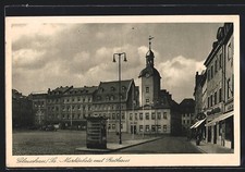 Ansichtskarte Glauchau, Marktplatz mit Rathaus mit Telefonzelle 1940 