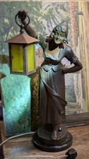 Antike Bronze Lampe Frau 55cm Tischlampe Skulptur Figur Lampe