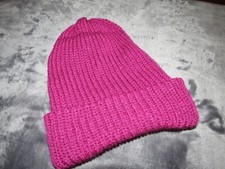 ~Warme dicke Strick Woll Mütze~doppellagig handgestrickt~One Size~beere~Neu~