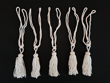 5 x kurze Raffhalter, Kordelquaste, Zierkordel mit Quaste wollweiß Gardinen Deko