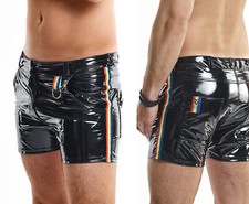 REGNES RFP SHORTS SCHWARZ LACK GLANZ clubwear gothic hose wetlook  LGBTQ+