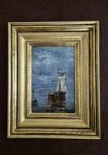 Altes Ölbild Segelschiff