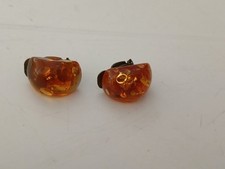 Wunderschöne Vintage Clips Ohrringe Bernstein still Top
