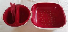 Tupperware Allegra Schokoladen Fondue Rot Weiß - Servierschale mit Siebeinsatz