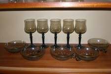 5 Rauchglasweingläser + 5