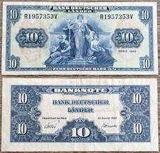 ? 10 Deutsche Mark D-Mark ?❌ BANK DEUTSCHER LÄNDER SERIE 1949 ❌? R1957353V ?