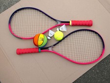 ◄►RACKET-SET►2 Tennis-Schläger +4 Bälle ►Aluminium Multicolor
