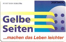 Telefonkarte O 617 von 1994 , Gelbe Seiten , leer