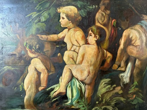 Grosses art deco ölgemälde - art,