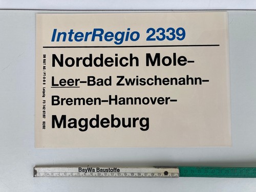 Zuglaufschild innen aus - , db