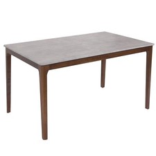 B-Ware Esszimmertisch MCW-M55, Massiv-Holz HDF 135x80cm, Beton-Optik Beine braun